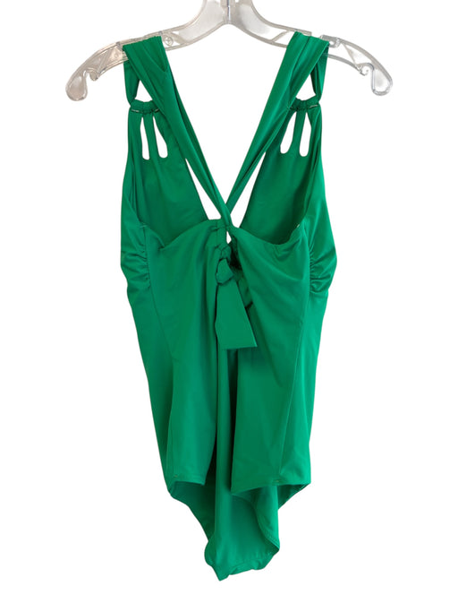 Becca Size 1X Green Nylon Blend V Neck Tie Detail Cross Over One Piece Swimsuit Green / 1X
