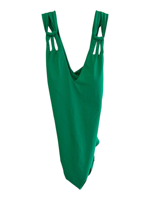 Becca Size 1X Green Nylon Blend V Neck Tie Detail Cross Over One Piece Swimsuit Green / 1X