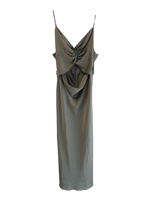 Shona Joy Size 14 Green Gray No Fabric Tag Spaghetti Strap Back Zip Maxi Dress Green Gray / 14