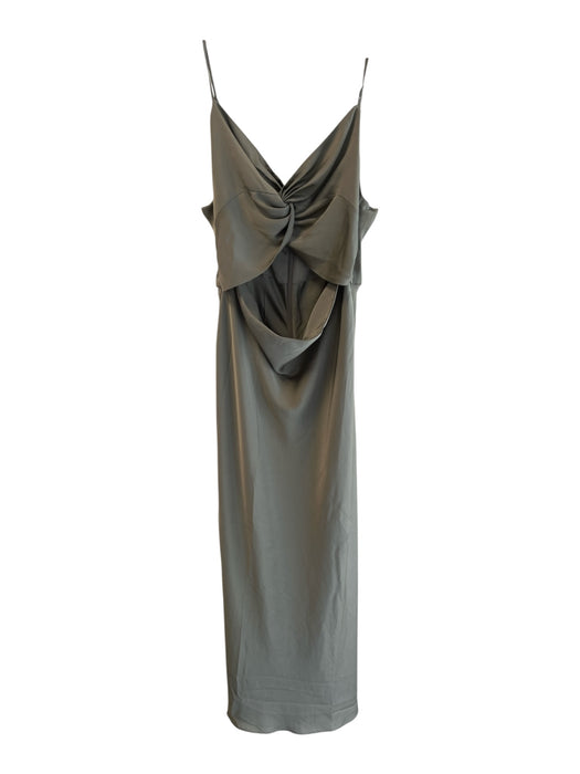 Shona Joy Size 14 Green Gray No Fabric Tag Spaghetti Strap Back Zip Maxi Dress Green Gray / 14
