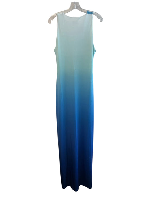 Meshki Size L Blue Polyester Deep V Neck Sleeveless Gradient Maxi Dress Blue / L