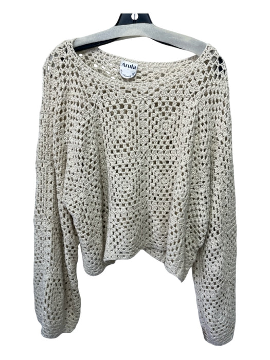 Arula Size M/L Beige Acrylic Crochet Sweater Beige / M/L