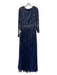 Mac Duggal Size 16 Navy Blue Polyester Sequined Back Zip V Neck Gown Navy Blue / 16