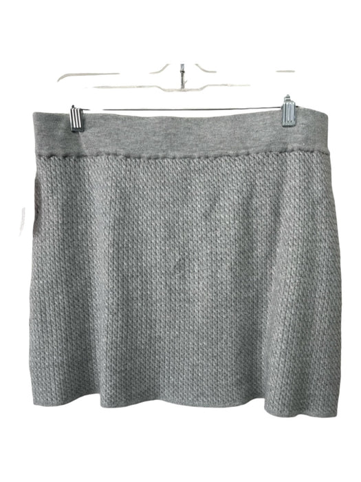 WeWoreWhat Size XL Light Gray Viscose & Polyester Elastic Waist Cable Knit Skirt Light Gray / XL