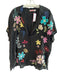 Johnny Was Size XL Black & Multi Rayon Collared Button Up Short Sleeve Top Black & Multi / XL