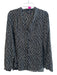 Lafayette 148 Size XL Black & White Viscose & Silk V Neck Button Down Top Black & White / XL