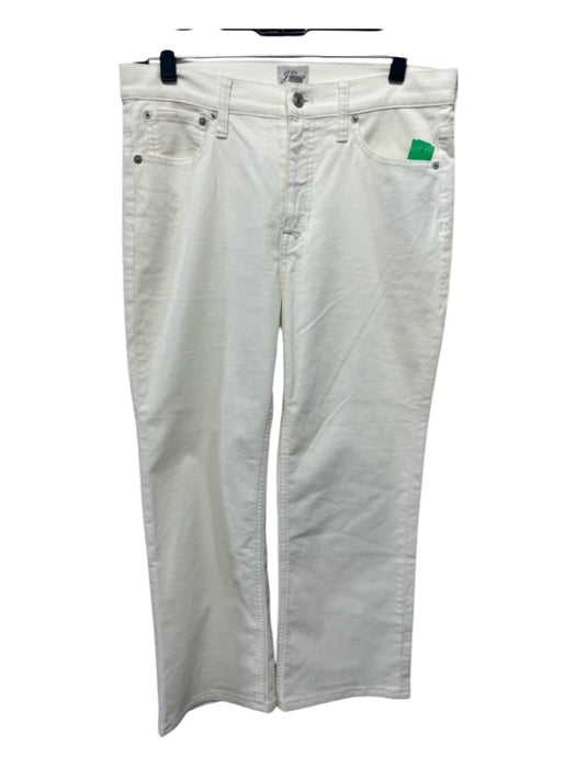 J Crew Size 28 White Cotton Blend High Rise Corduroy Straight Leg Pants White / 28