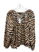 J Crew Size Medium Black, Brown, Tan Cupro Blend Long Sleeve Tiger Stripe Top Black, Brown, Tan / Medium