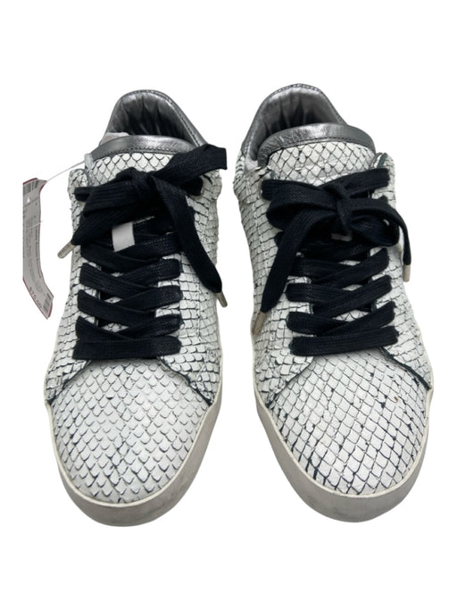 Zadig & Voltaire Shoe Size 37 White, Silver, Black Embossed Leather Sneakers White, Silver, Black / 37