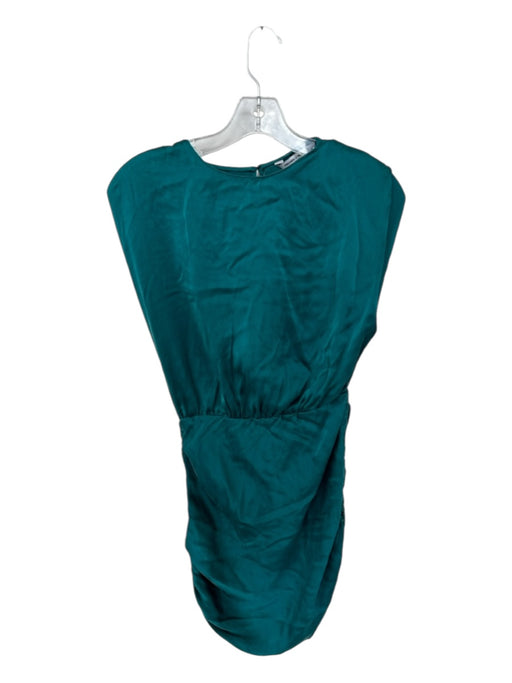 Amanda Uprichard Size XS Teal Green Silk Sleeveless Shoulder Pads Dress Teal Green / XS