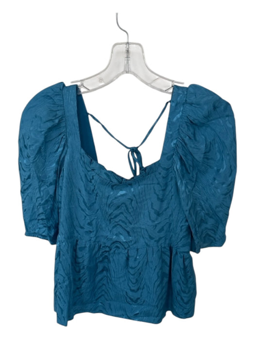 Crosby Size S Teal Blue Viscose Short Sleeve Wood Grain Top Teal Blue / S