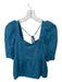 Crosby Size S Teal Blue Viscose Short Sleeve Wood Grain Top Teal Blue / S