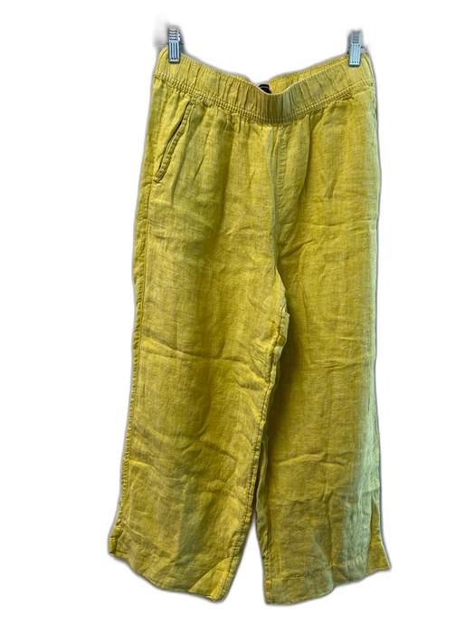 Tahari Size Est S Yellow Linen Side Pockets Elastic Waist High Rise Pants Yellow / Est S