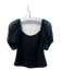 Free People Size S Black Cotton Blend Sheer Puff Sleeve solid color Fitted Top Black / S