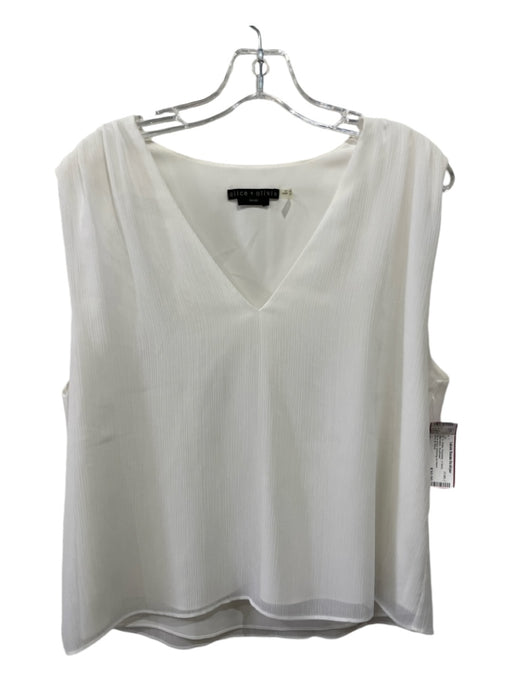 Alice & Olivia Size L White Polyester V Neck Sleeveless Top White / L