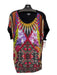 Just Cavalli Size M Black & Multi Viscose Short Sleeve All Over Print Top Black & Multi / M