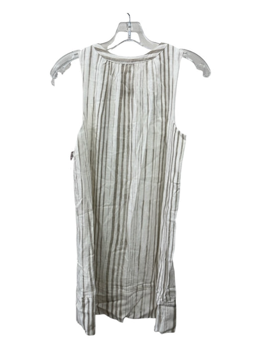 Splendid Size S Cream Viscose & Linen Blend Striped Sleeveless Pockets Dress Cream / S