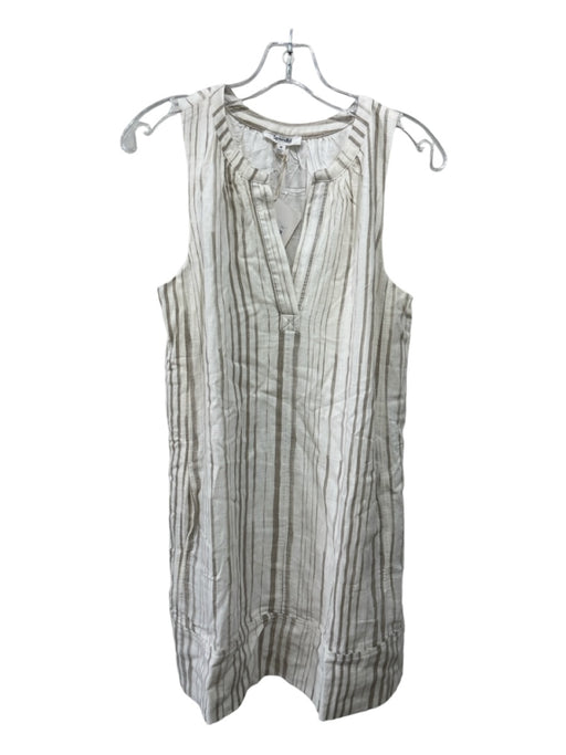 Splendid Size M Cream Viscose & Linen Blend Striped Sleeveless Pockets Dress Cream / M