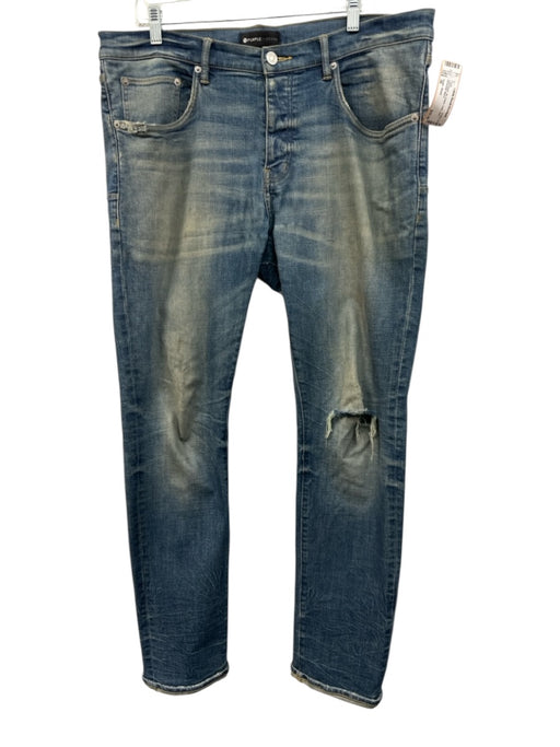 Purple - Brand Size 36 Light Wash Cotton Solid Jean Men's Pants Light Wash / 36