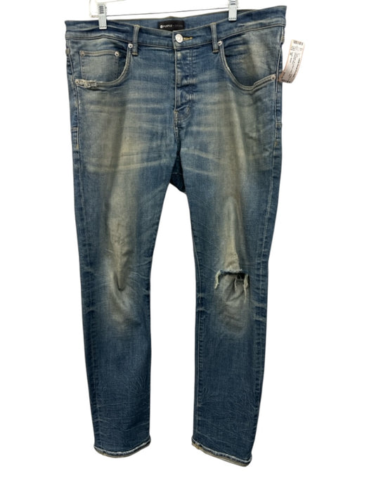 Purple - Brand Size 36 Light Wash Cotton Solid Jean Men's Pants Light Wash / 36