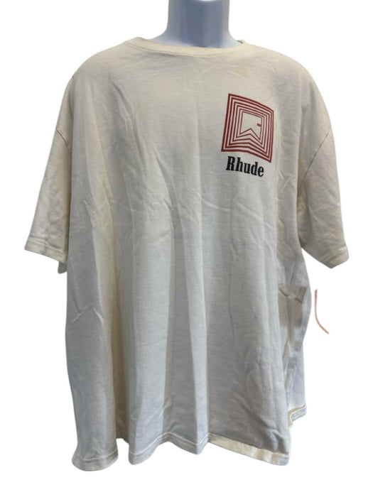 Rhude Size XXL White & Red Cotton Men's Short Sleeve White & Red / XXL