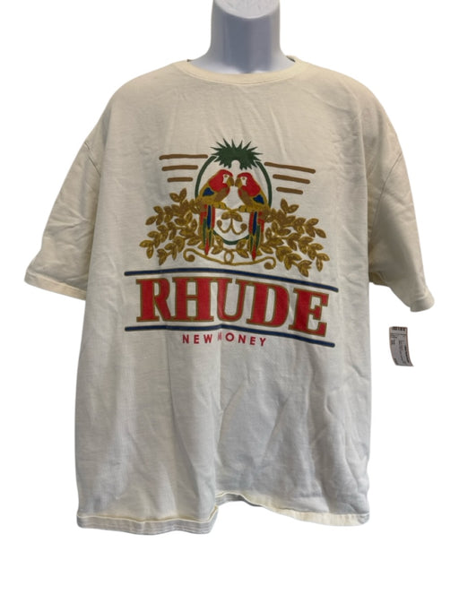 Rhude Size XXL White & Red Cotton Men's Short Sleeve White & Red / XXL