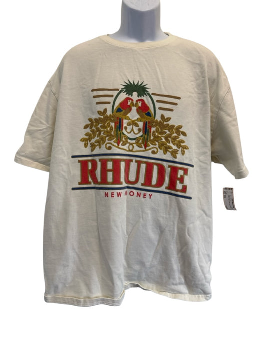 Rhude Size XXL White & Red Cotton Men's Short Sleeve White & Red / XXL