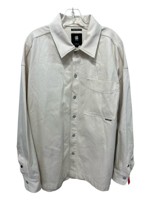 G Star Size L Beige Cotton Solid Button closure front pocket Men's Jacket Beige / L