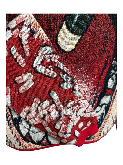 Very Rare Size Est XL Red & White Cotton Blend Abstract Crew Men's Sweater Red & White / Est XL