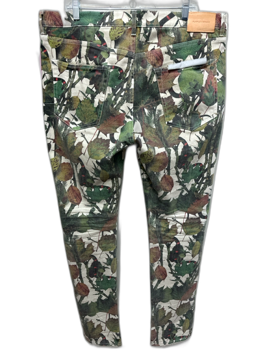 Purple - Brand Size 38 Green & Beige Print Cotton Camo Khakis Men's Pants Green & Beige Print / 38