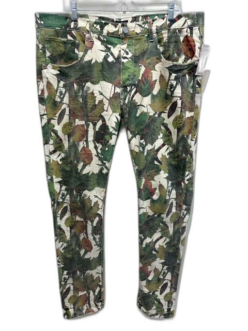 Purple - Brand Size 38 Green & Beige Print Cotton Camo Khakis Men's Pants Green & Beige Print / 38