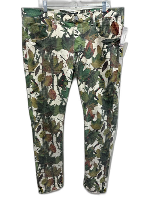 Purple - Brand Size 38 Green & Beige Print Cotton Camo Khakis Men's Pants Green & Beige Print / 38