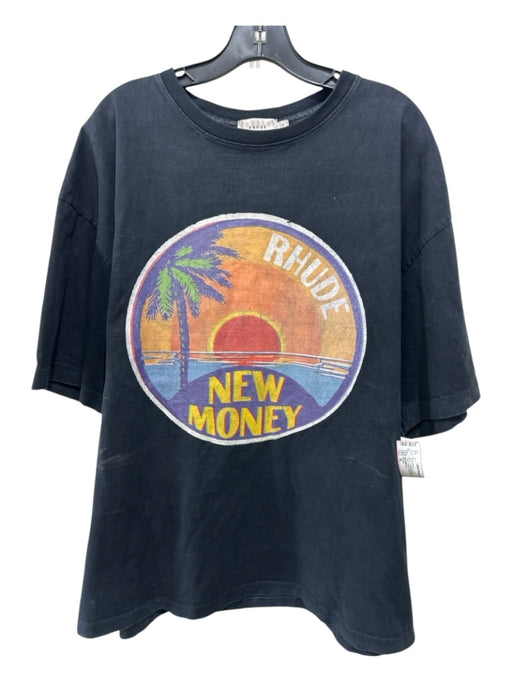 Rhude As Is - Cracking Size XL Black Cotton Palm Tree T shirt Crew Short Sleeve Black / XL