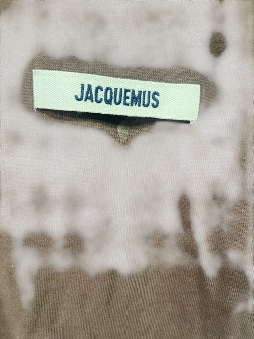 Jaquemus Size XL Brown Cotton Blend logo T shirt Crew Men's Short Sleeve Brown / XL