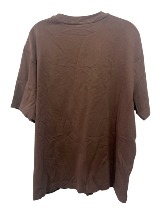 Jaquemus Size XL Brown Cotton Blend logo T shirt Crew Men's Short Sleeve Brown / XL