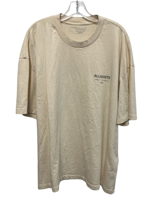 ALLSAINTS Size XL Beige Cotton logo T shirt Boxy Men's Short Sleeve Beige / XL