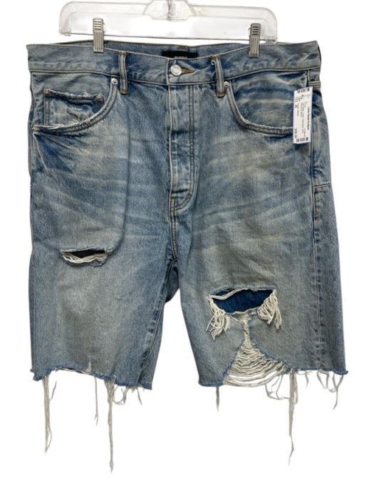 Purple - Brand Size 36 Light Wash Cotton Distressed Jorts Men's Shorts Light Wash / 36