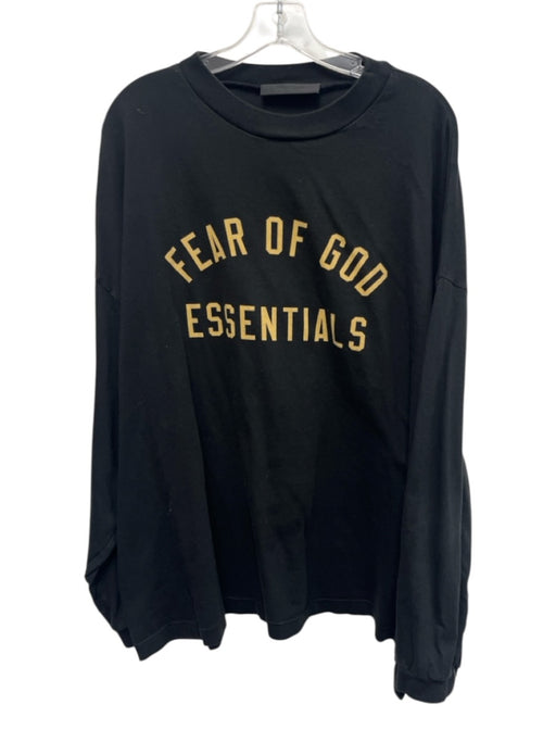 Essentials Size L Black Cotton Blend logo T shirt Crew Men's Long Sleeve Shirt Black / L