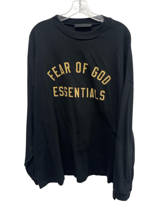 Essentials Size L Black Cotton Blend logo T shirt Crew Men's Long Sleeve Shirt Black / L