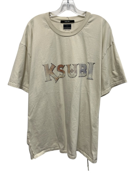 Ksubi Size XXL Off White Cotton logo T shirt Boxy Men's Short Sleeve Off White / XXL