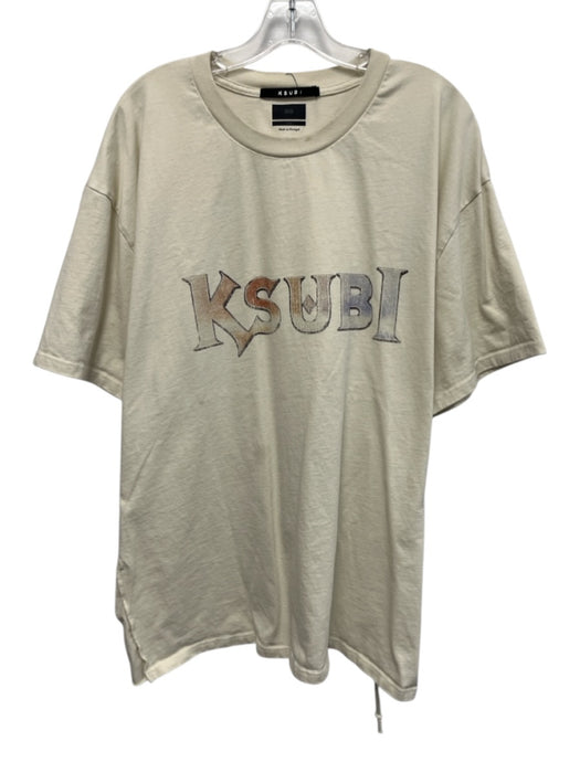Ksubi Size XXL Off White Cotton logo T shirt Boxy Men's Short Sleeve Off White / XXL
