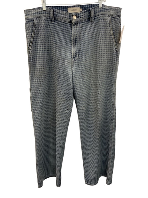 Hudson Size 38 Blue & White Cotton Wide Leg Men's Pants Blue & White / 38