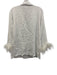 Sleeper Size S White Viscose Feather Trim Button Down Long Sleeve Pant Set White / S