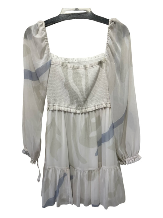 Wilfred Size S White & Multi Polyester Smocked Sheer Detail Square Neck Dress White & Multi / S