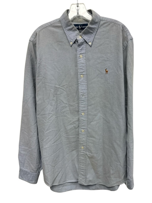 Ralph Lauren AS IS Size L Light blue Cotton Solid Button Down Long Sleeve Shirt Light blue / L