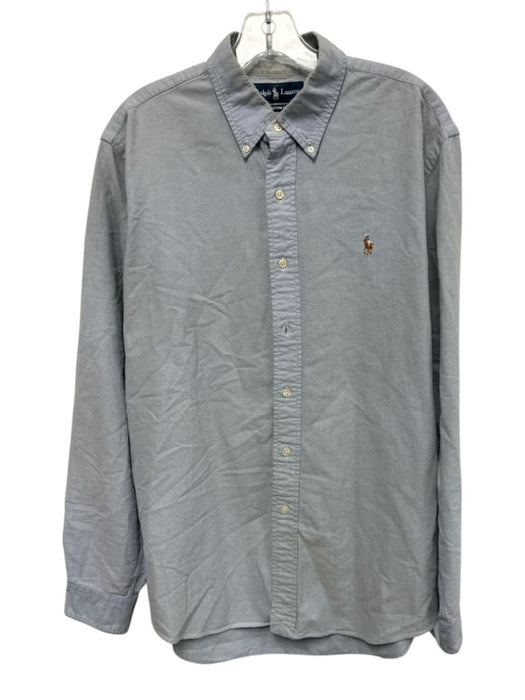 Ralph Lauren AS IS Size L Light blue Cotton Solid Button Down Long Sleeve Shirt Light blue / L