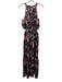 Aidan Aidan Mattox Size 4 Black, Pink, Multi Polyester High Neck Floral Gown Black, Pink, Multi / 4