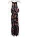Aidan Aidan Mattox Size 4 Black, Pink, Multi Polyester High Neck Floral Gown Black, Pink, Multi / 4