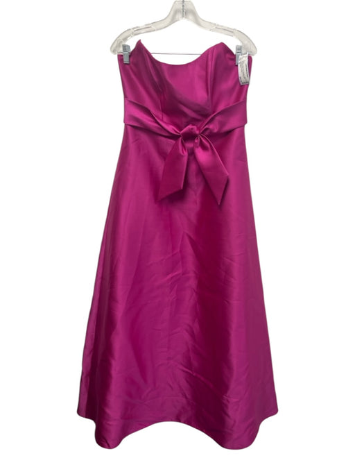 Alfred Sung Size 10 Fuchsia Pink Polyester Satin Strapless Bow A line Gown Fuchsia Pink / 10
