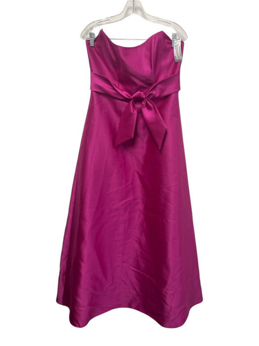 Alfred Sung Size 10 Fuchsia Pink Polyester Satin Strapless Bow A line Gown Fuchsia Pink / 10